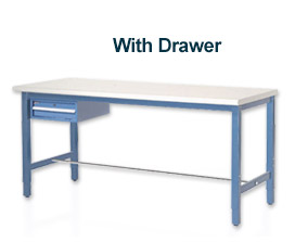60"L X 30"W Production Bench - Plastic Square Edge-Blue