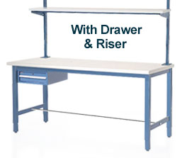 60"L X 30"W Production Bench - Plastic Square Edge-Blue